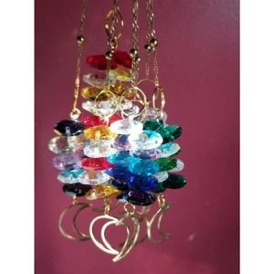 Crescent Moon Suncatcher | AB Glass Beads | Car Charms | Window Décor |